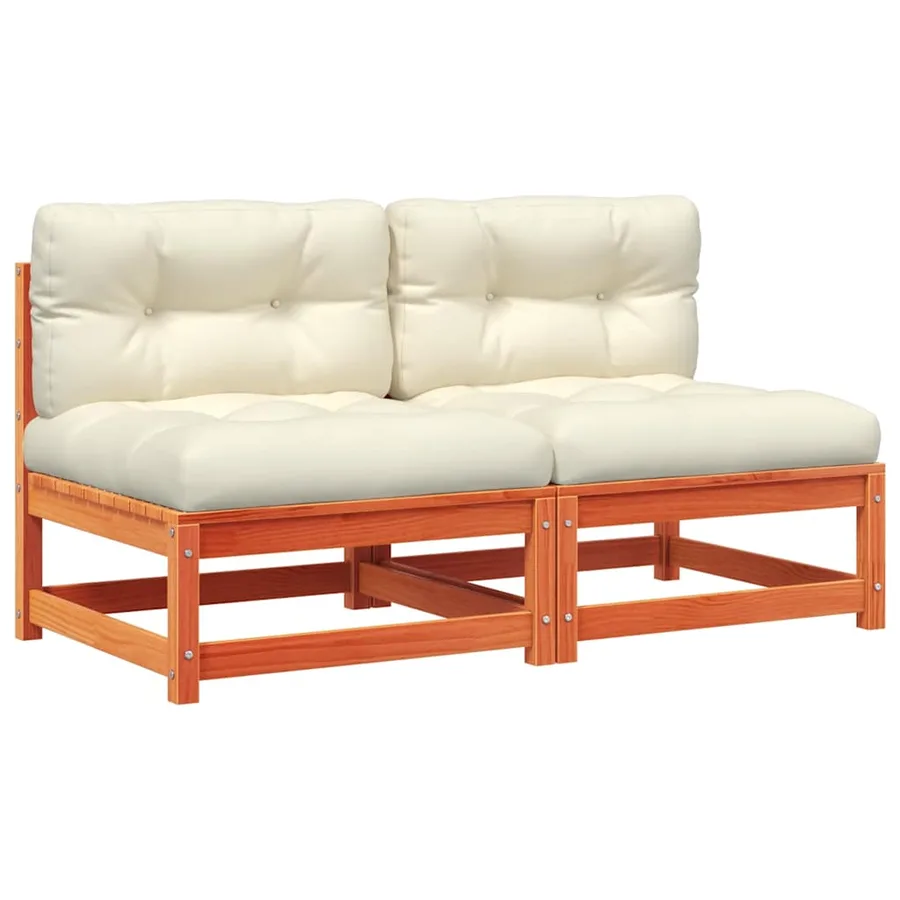 Canapés de jardin sans accoudoirs coussins 2pcs bois massif pin - 2