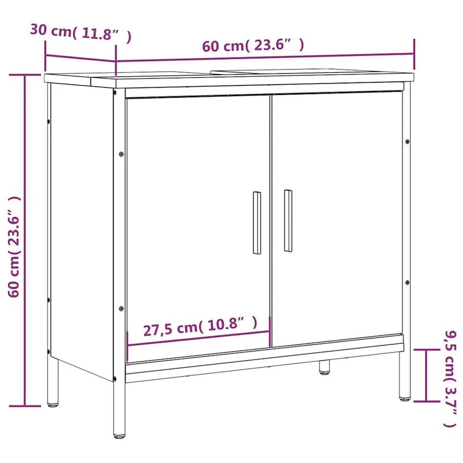 Armoire lavabo de salle de bain noir 60x30x60 cm - 12