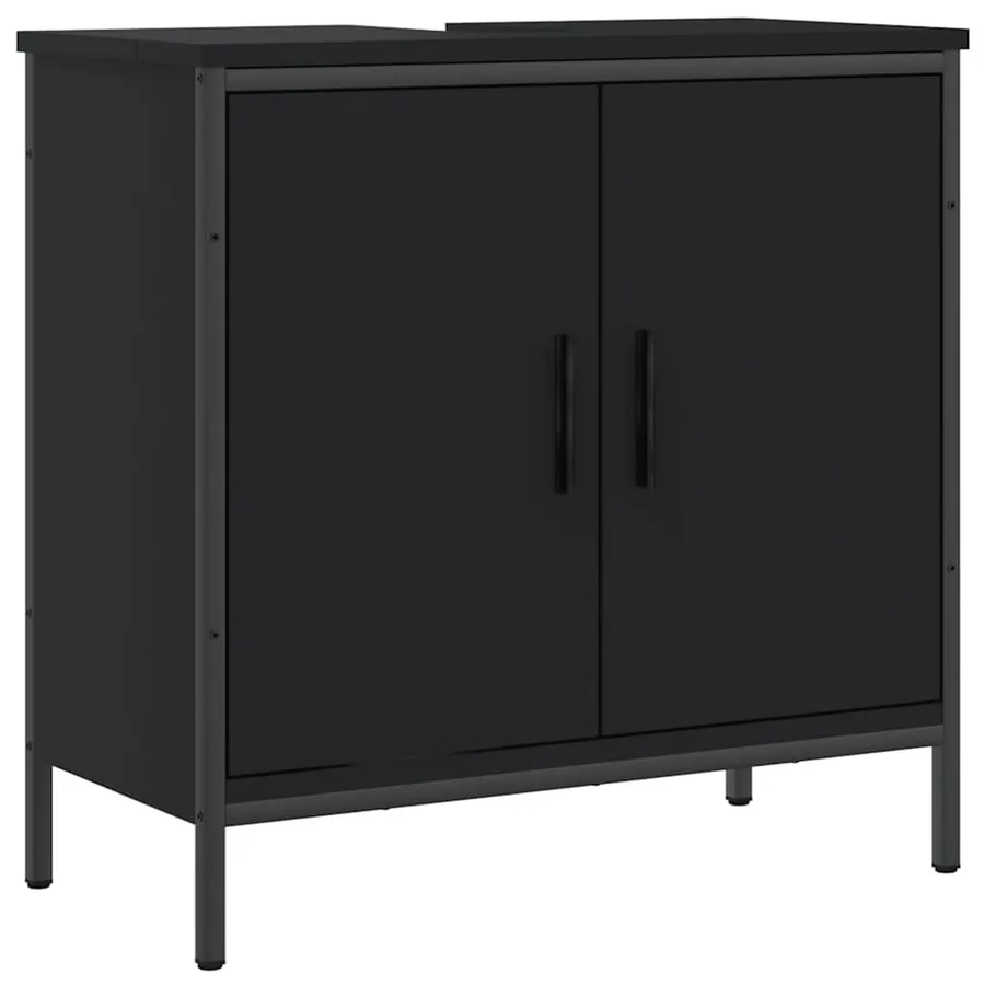 Armoire lavabo de salle de bain noir 60x30x60 cm - 2