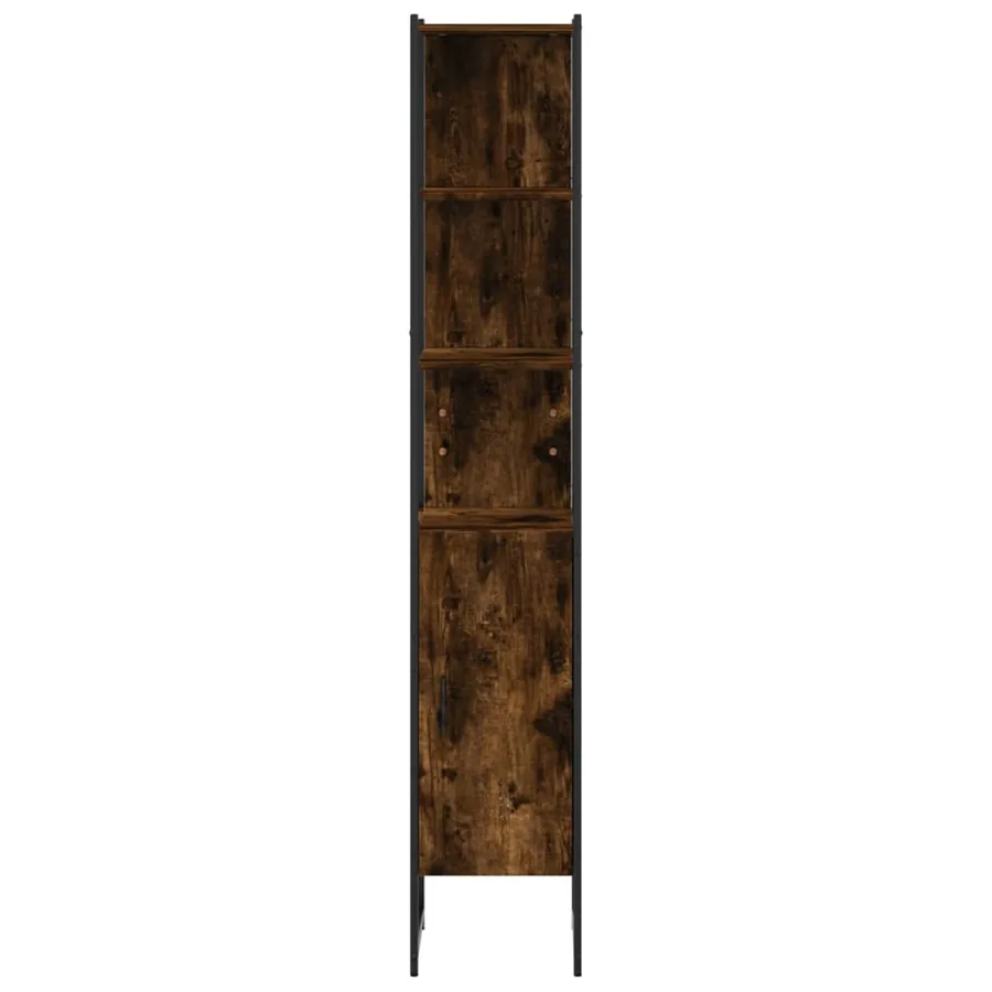 Armoire de bain chêne fumé 33x33x185,5 cm bois d'ingénierie - 6