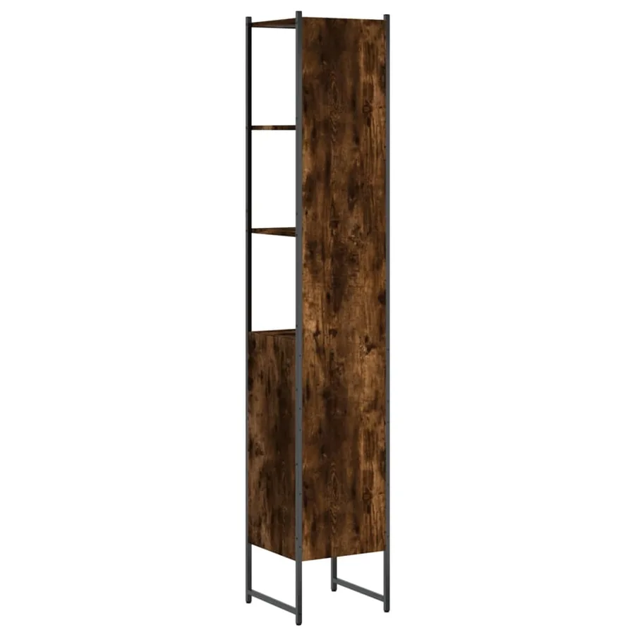 Armoire de bain chêne fumé 33x33x185,5 cm bois d'ingénierie - 8