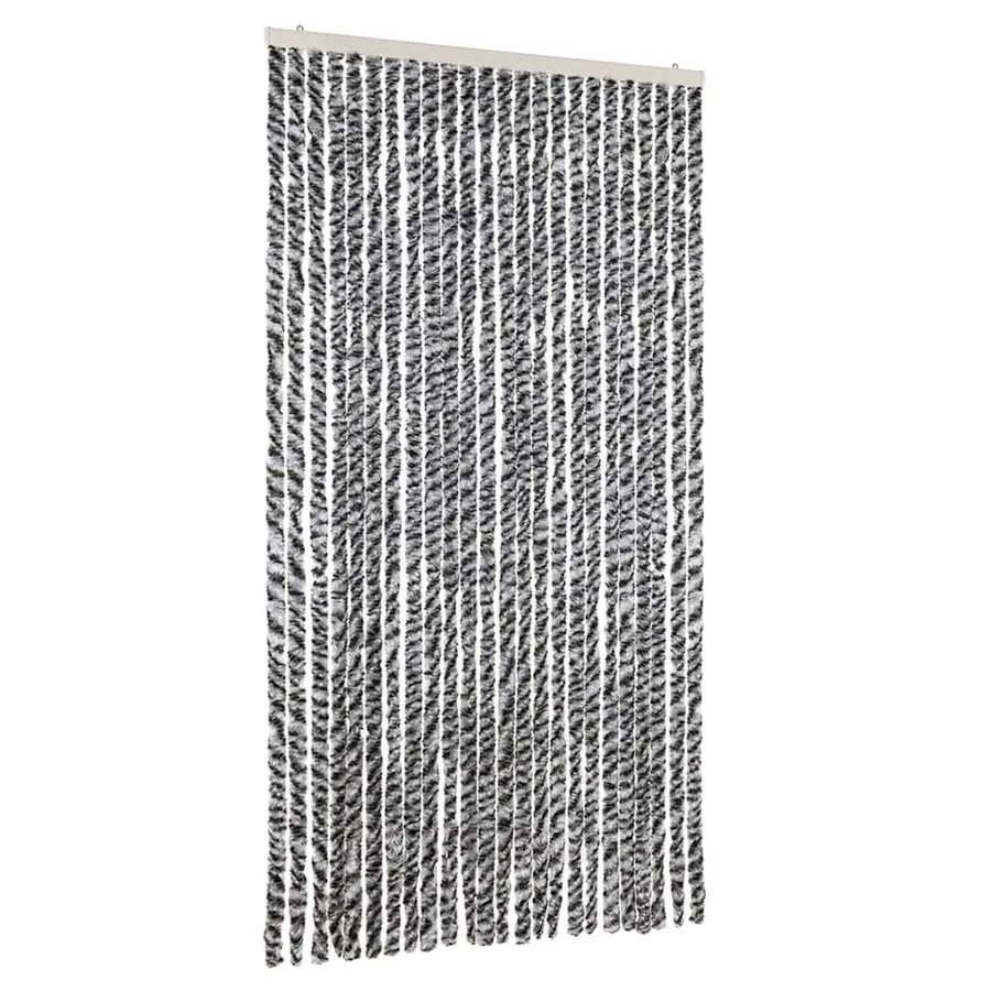 Rideau anti-mouches gris et noir et blanc 100x230 cm chenille - 2