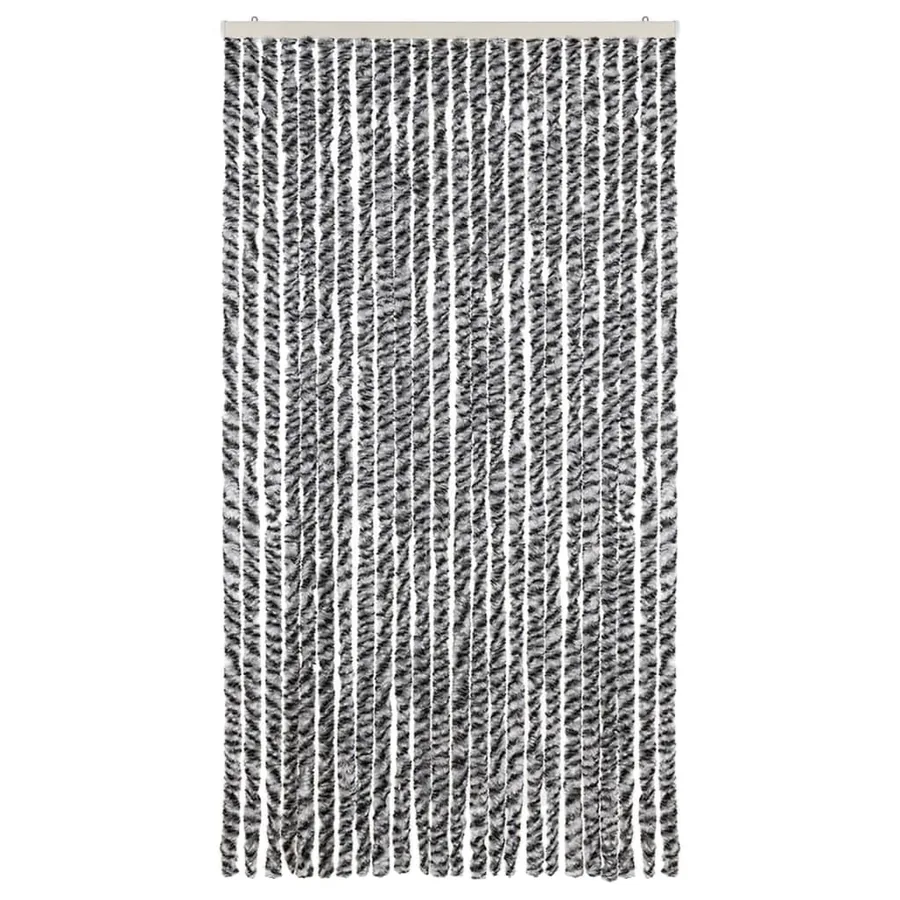 Rideau anti-mouches gris et noir et blanc 100x230 cm chenille - 3