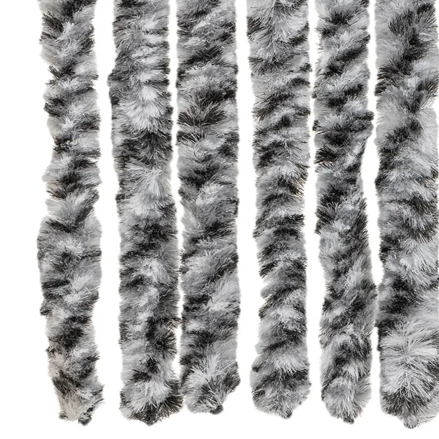 Rideau anti-mouches gris et noir et blanc 100x230 cm chenille - 5