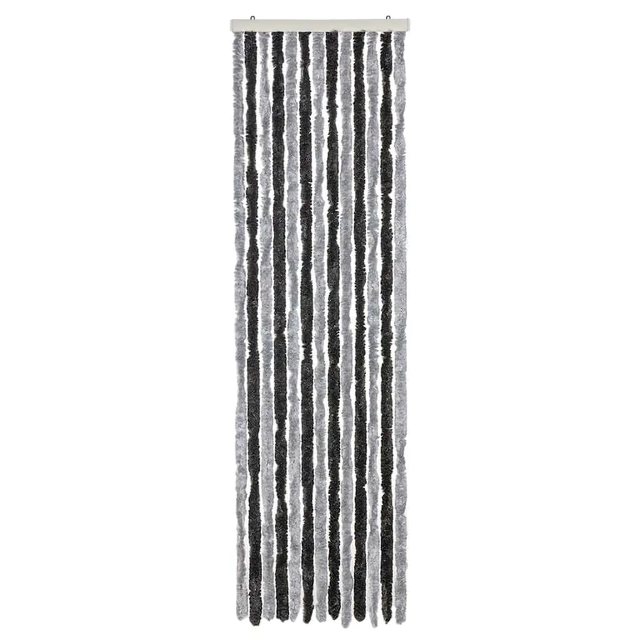 Rideau anti-mouches gris et noir 56x185 cm chenille - 3