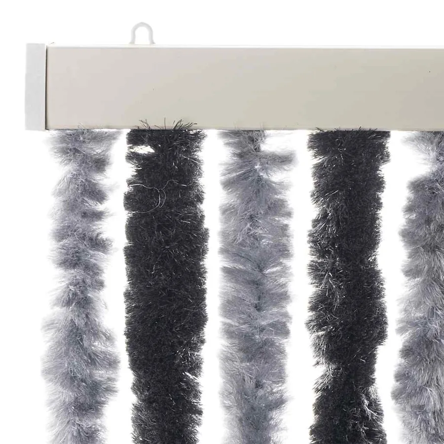 Rideau anti-mouches gris et noir 56x185 cm chenille - 4