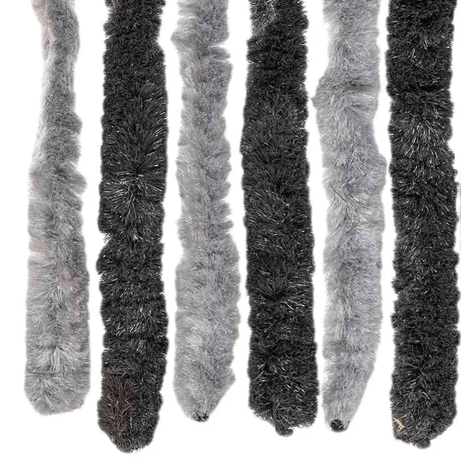 Rideau anti-mouches gris et noir 56x185 cm chenille - 5