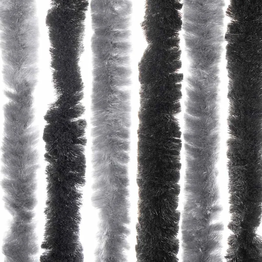Rideau anti-mouches gris et noir 56x185 cm chenille - 6