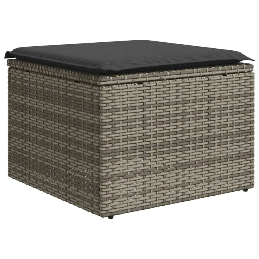 Salon de jardin avec coussins 7 pcs gris résine tressée - 6