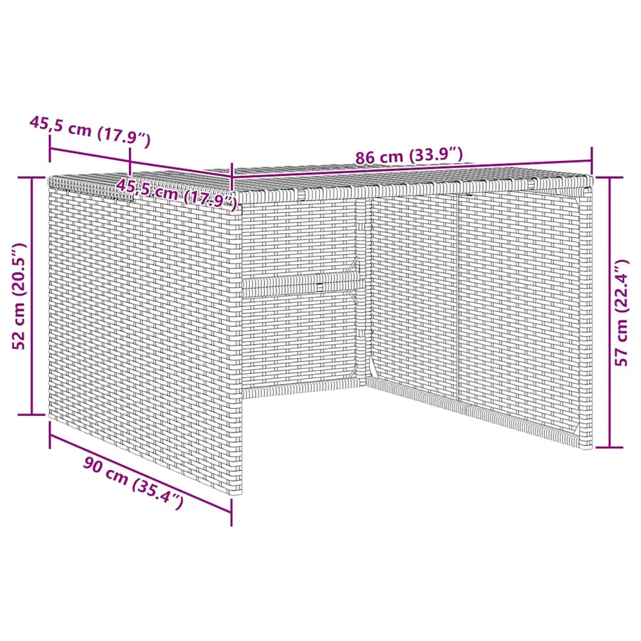 Garage pour robot tondeuse beige 86x90x52/57 cm résine tressée - 10