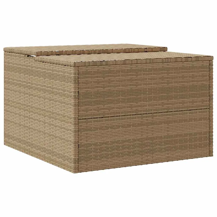 Garage pour robot tondeuse beige 86x90x52/57 cm résine tressée - 8