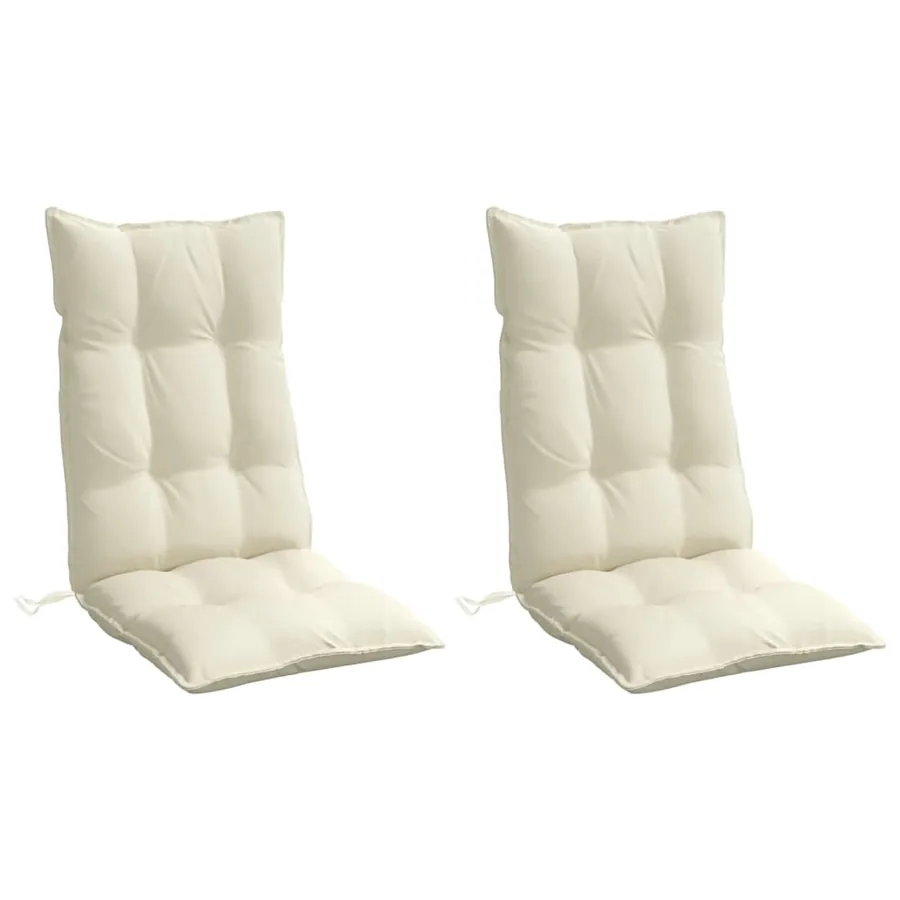 Coussins de chaise à dossier haut lot de 2 crème tissu oxford - 3