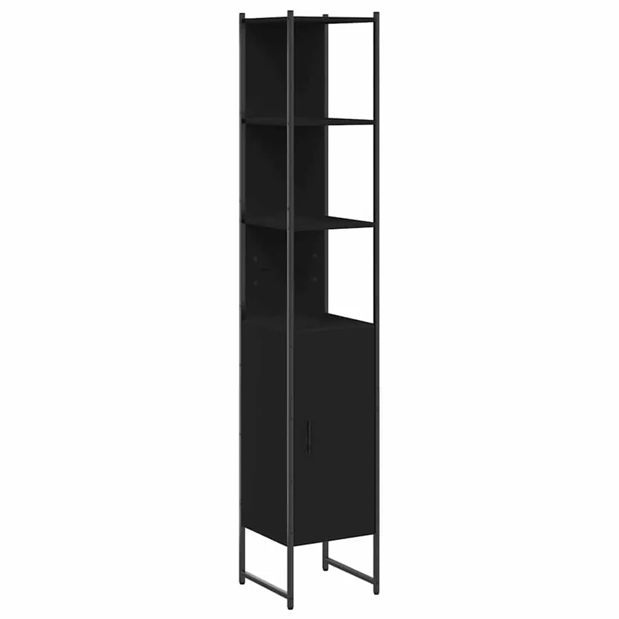 Armoire de salle de bain noir 33x33x185,5 cm bois d'ingénierie - 2