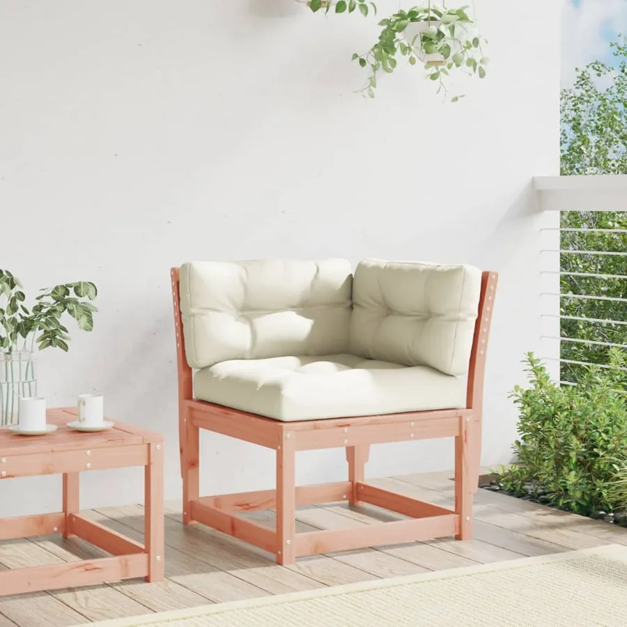 Canapé d'angle de jardin avec coussins bois massif douglas - 3