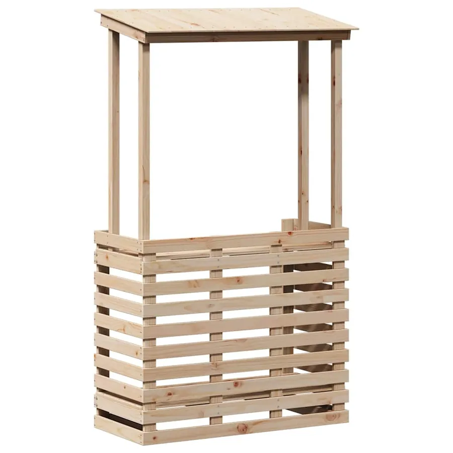 Table de bar d'extérieur et toit 112,5x57x195,5 cm bois massif - 2