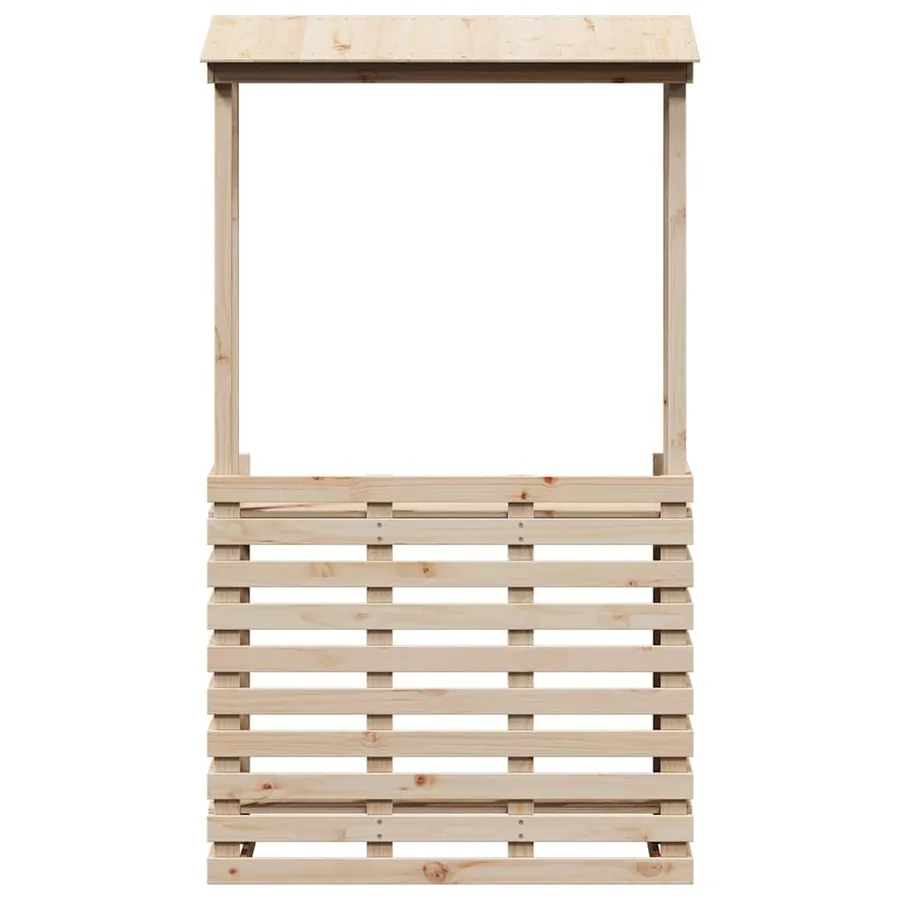 Table de bar d'extérieur et toit 112,5x57x195,5 cm bois massif - 4
