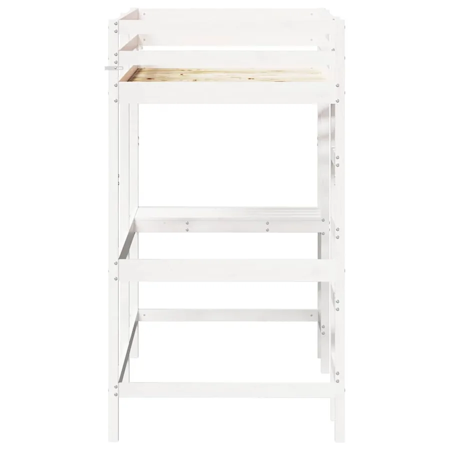 Lit superposé sans matelas blanc 90x190 cm bois de pin massif - 5