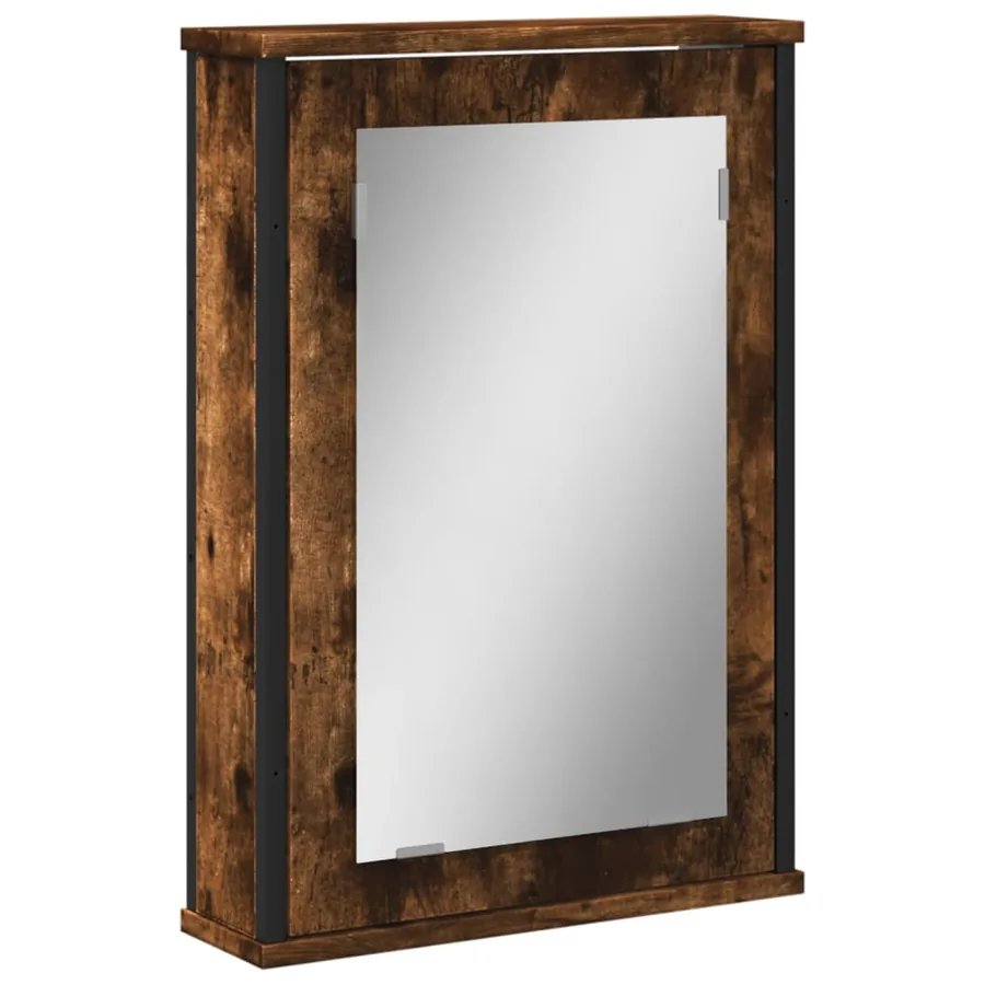 Armoire à miroir de salle de bain chêne fumé bois d’ingénierie - 2