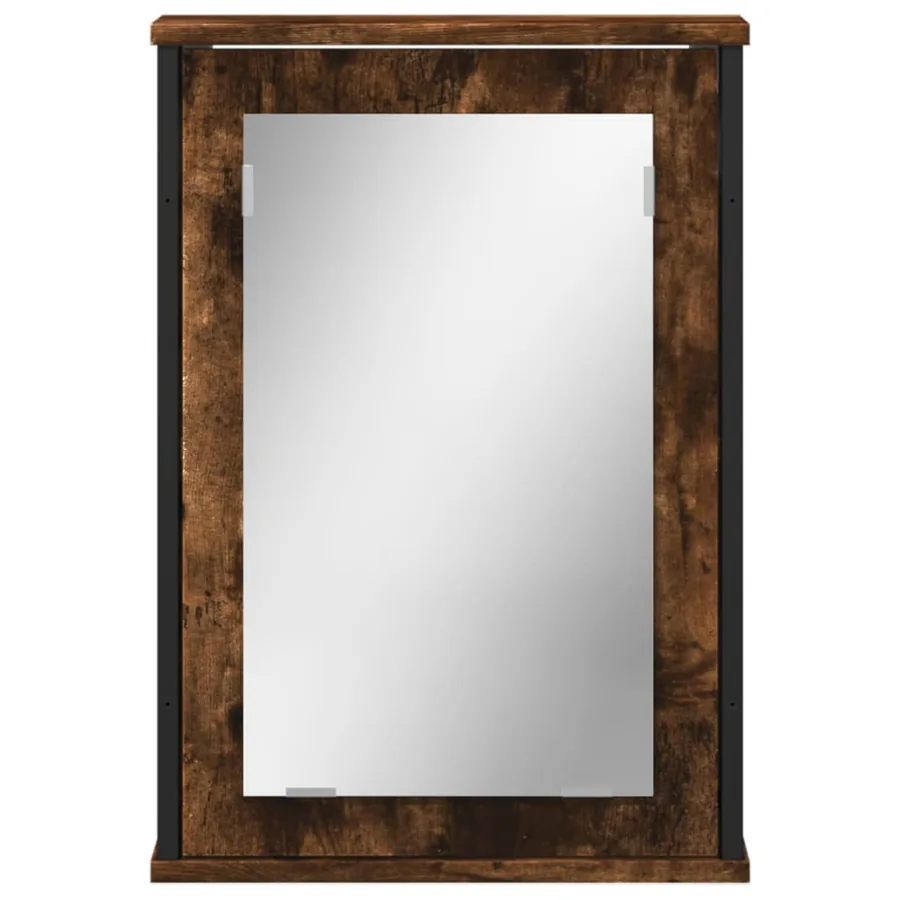 Armoire à miroir de salle de bain chêne fumé bois d’ingénierie - 4