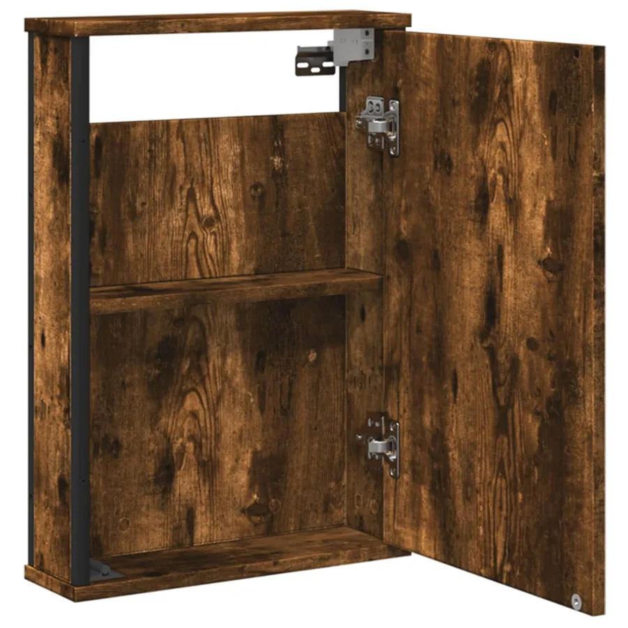 Armoire à miroir de salle de bain chêne fumé bois d’ingénierie - 5