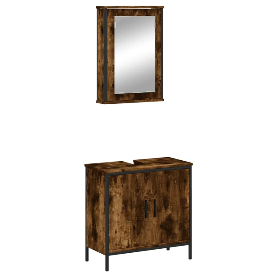 Ensemble de meubles de salle de bain 2 pcs Chêne fumé - 2