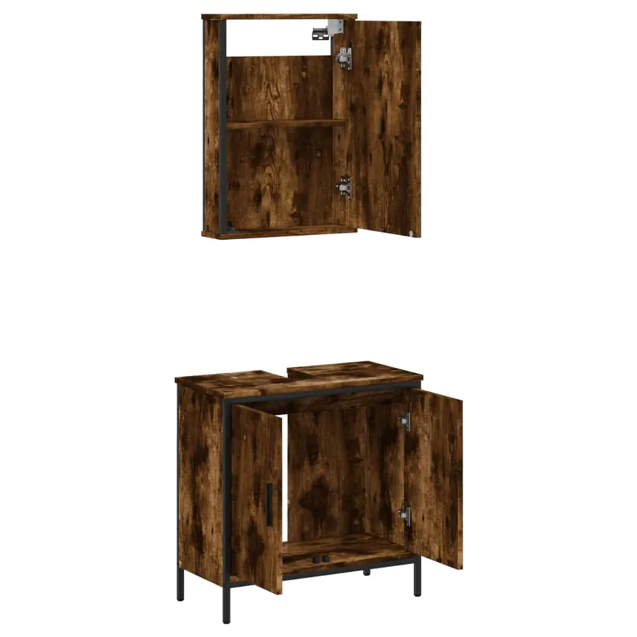 Ensemble de meubles de salle de bain 2 pcs Chêne fumé - 5