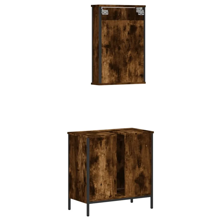 Ensemble de meubles de salle de bain 2 pcs Chêne fumé - 8