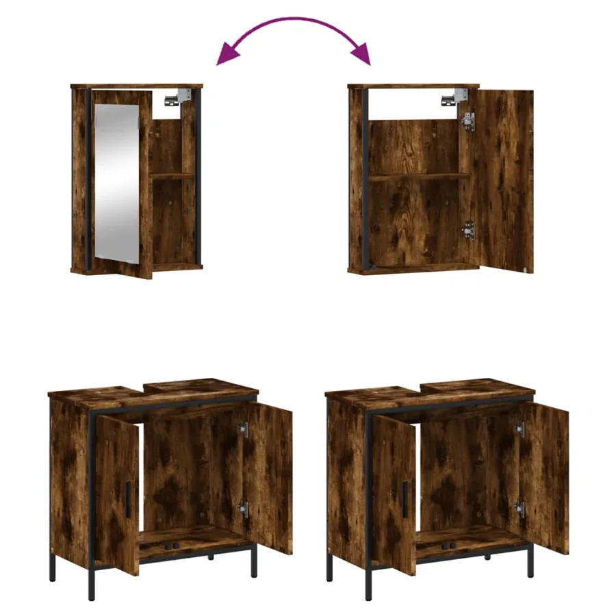 Ensemble de meubles de salle de bain 2 pcs Chêne fumé - 9