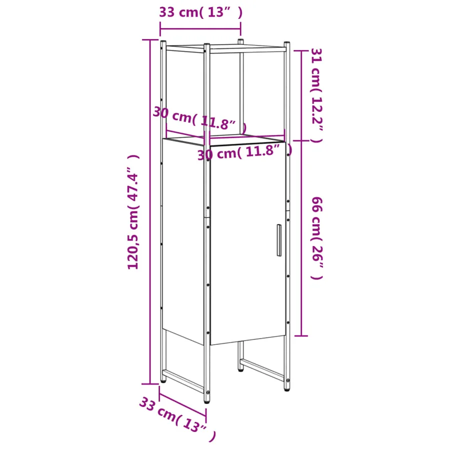 Armoire de salle de bain chêne sonoma 33x33x120,5 cm - 12
