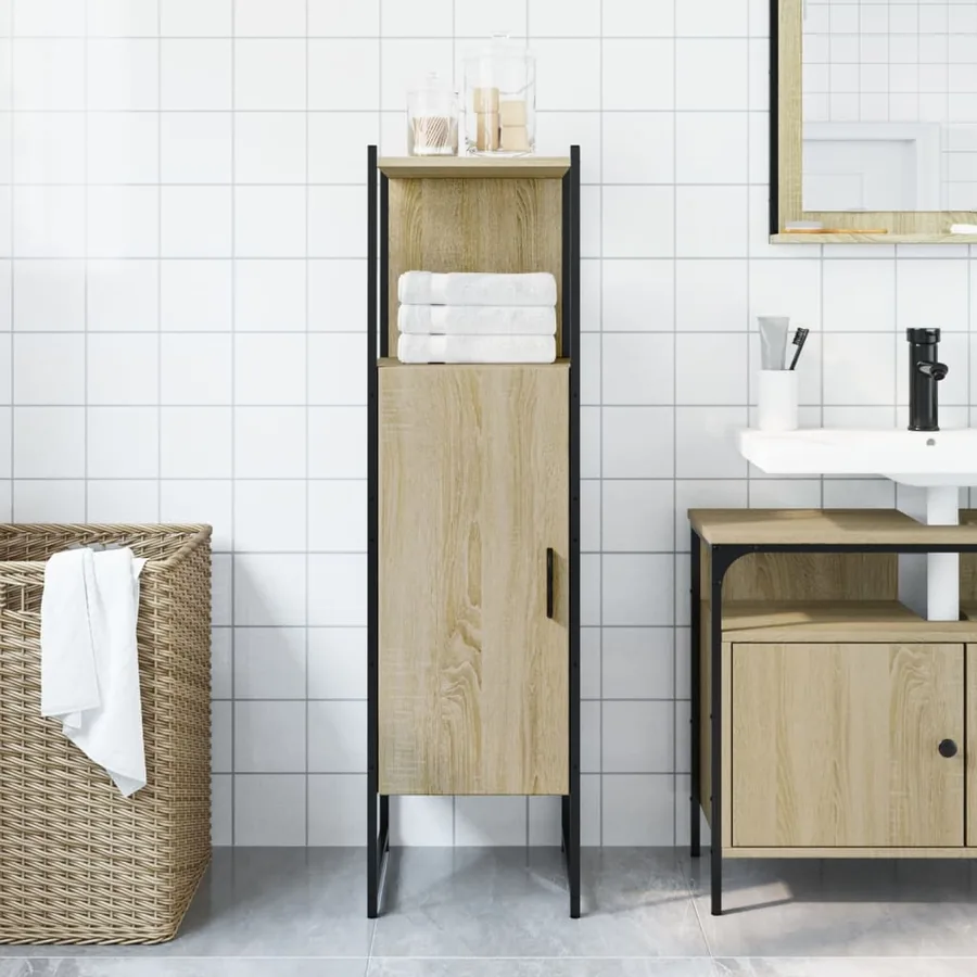 Armoire de salle de bain chêne sonoma 33x33x120,5 cm - 3