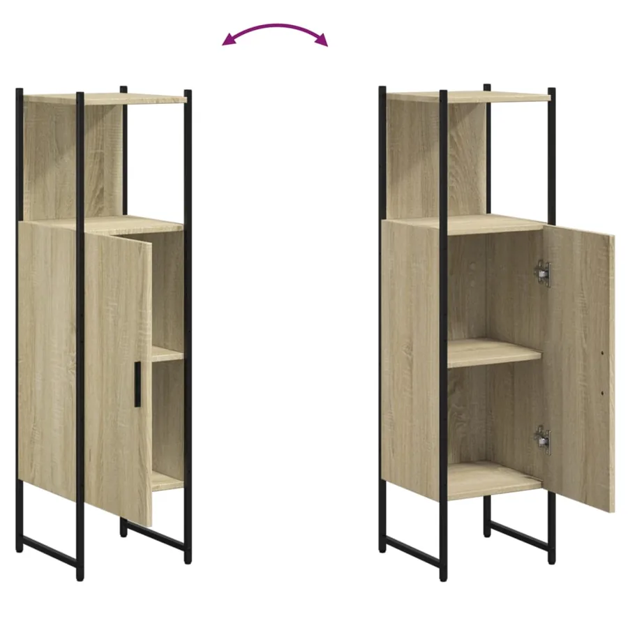 Armoire de salle de bain chêne sonoma 33x33x120,5 cm - 9