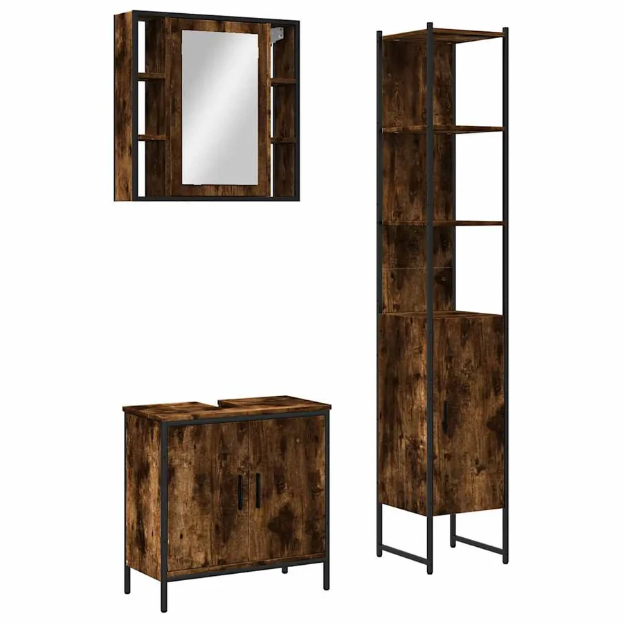 Ensemble d'armoires de salle de bain 3 pcs chêne fumé - 2