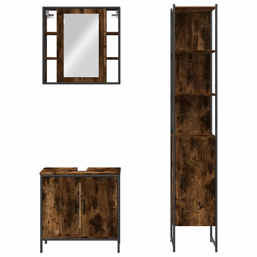 Ensemble d'armoires de salle de bain 3 pcs chêne fumé - 6
