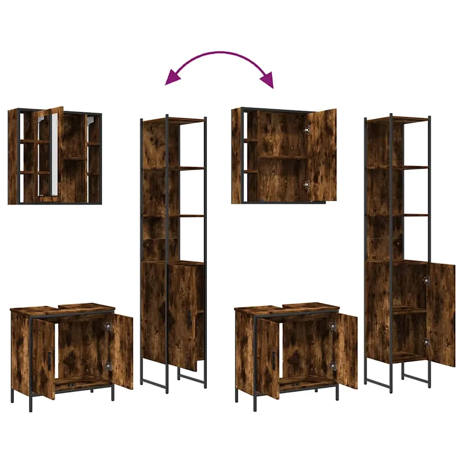 Ensemble d'armoires de salle de bain 3 pcs chêne fumé - 9