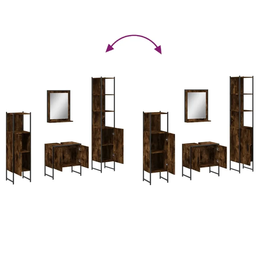 Ensemble d'armoires de salle de bain 4 pcs chêne fumé - 10