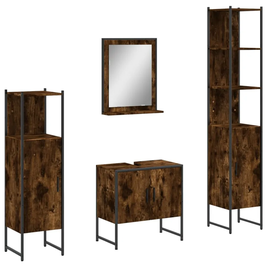 Ensemble d'armoires de salle de bain 4 pcs chêne fumé - 2