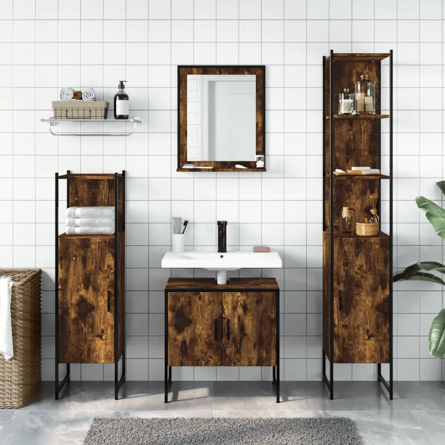 Ensemble d'armoires de salle de bain 4 pcs chêne fumé - 3