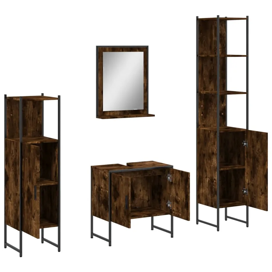 Ensemble d'armoires de salle de bain 4 pcs chêne fumé - 5