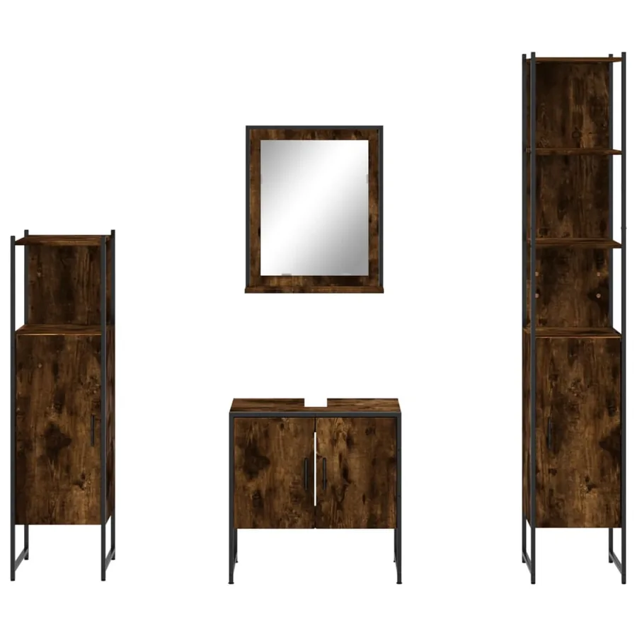 Ensemble d'armoires de salle de bain 4 pcs chêne fumé - 6