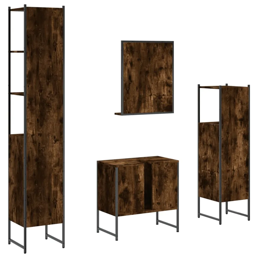 Ensemble d'armoires de salle de bain 4 pcs chêne fumé - 8
