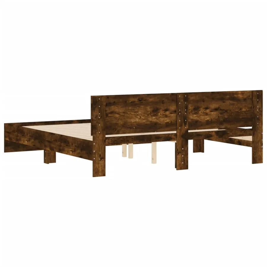 Cadre de lit sans matelas chêne fumé 180x200 cm - 7