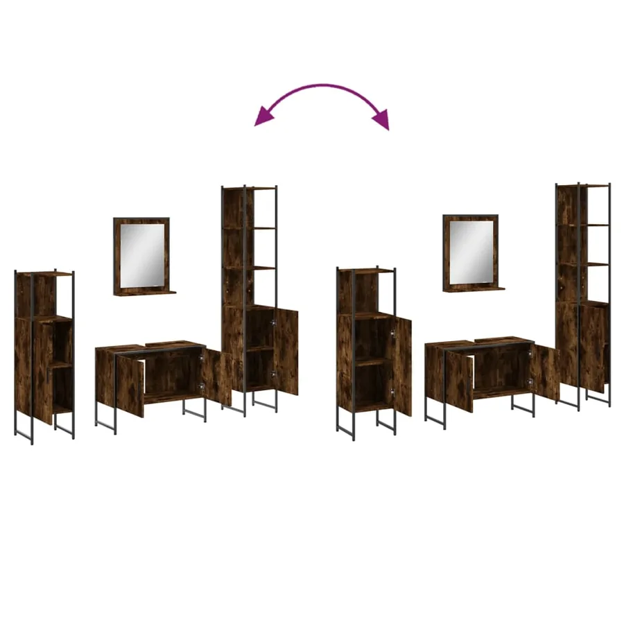 Ensemble d'armoires de salle de bain 4 pcs chêne fumé - 10