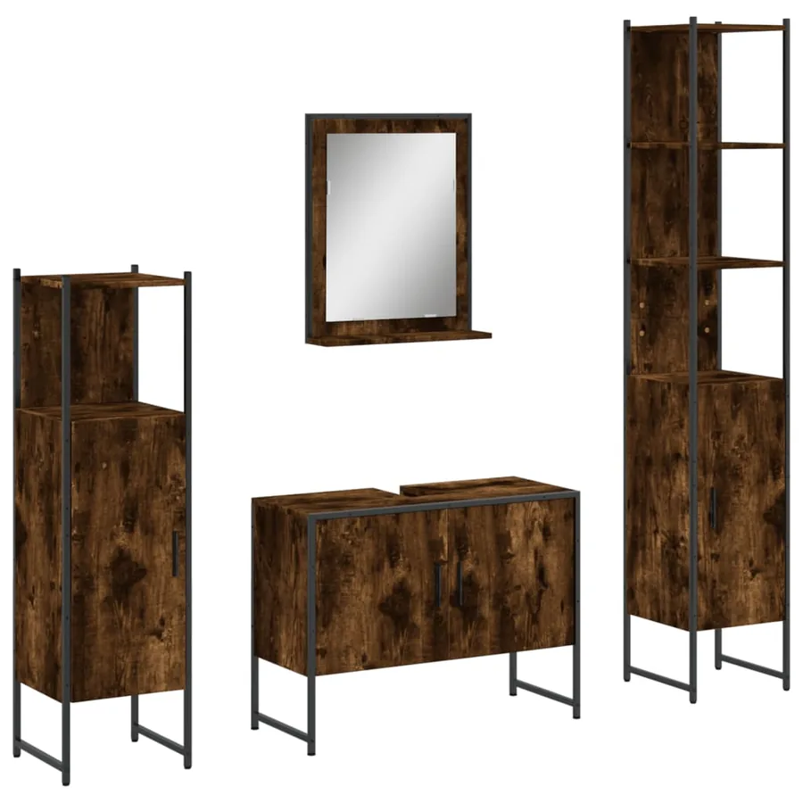 Ensemble d'armoires de salle de bain 4 pcs chêne fumé - 2