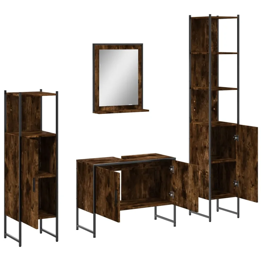 Ensemble d'armoires de salle de bain 4 pcs chêne fumé - 5