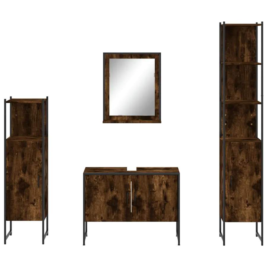 Ensemble d'armoires de salle de bain 4 pcs chêne fumé - 6