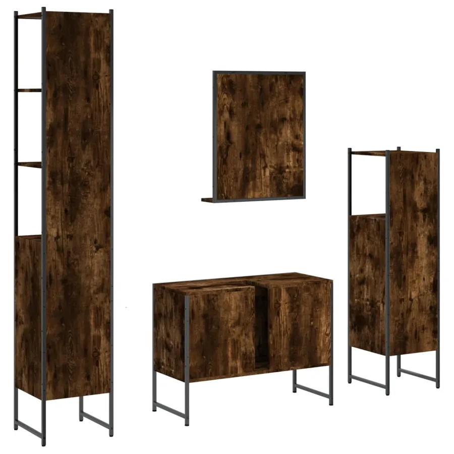 Ensemble d'armoires de salle de bain 4 pcs chêne fumé - 8