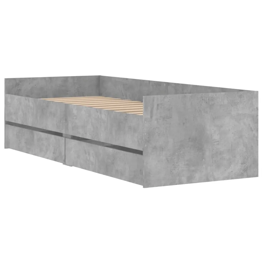 Cadre de lit sans matelas gris béton 75x190 cm - 3