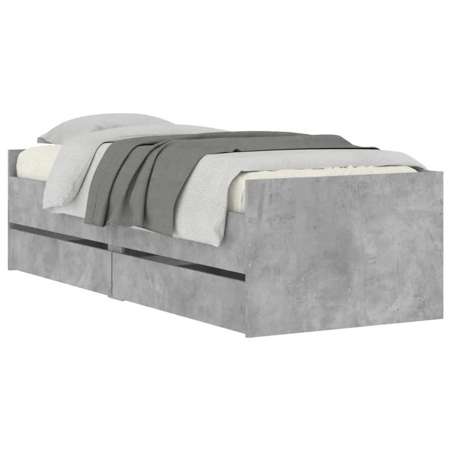 Cadre de lit sans matelas gris béton 75x190 cm - 4