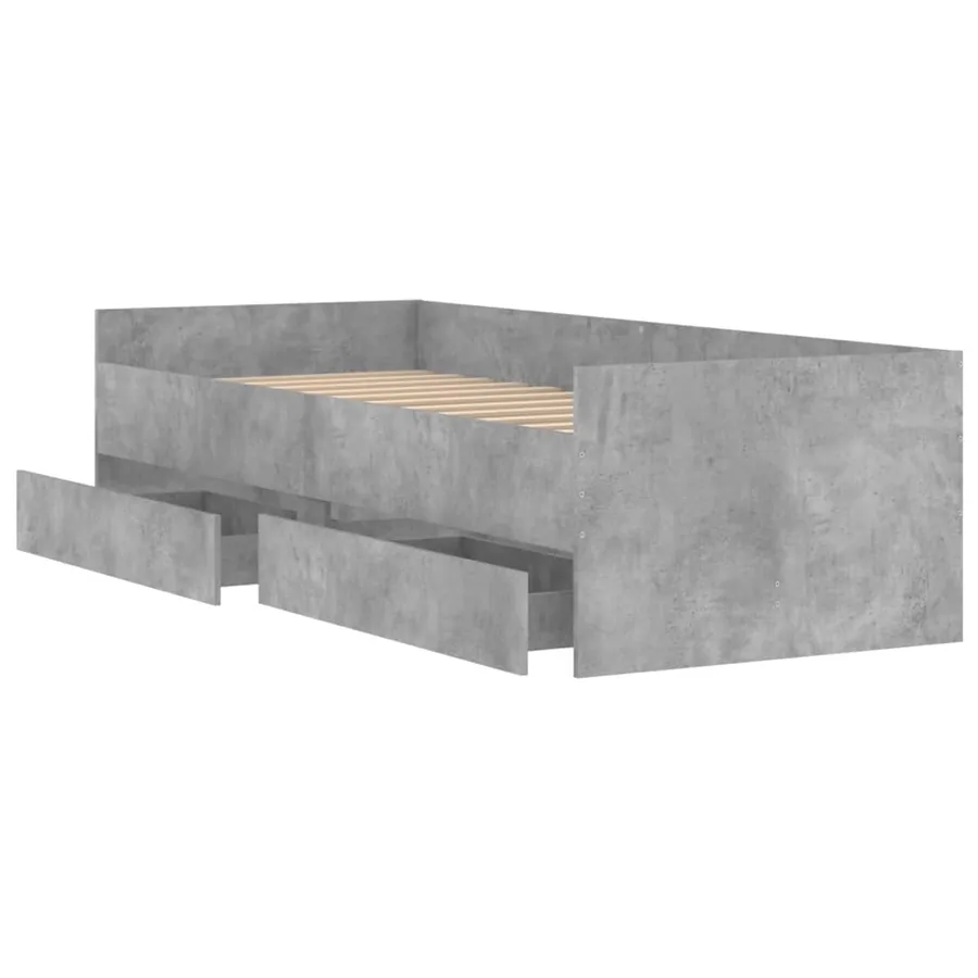 Cadre de lit sans matelas gris béton 75x190 cm - 5