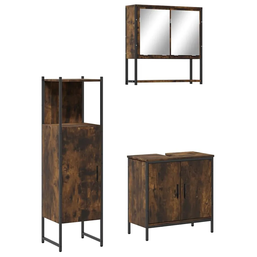 Ensemble de meubles de salle de bain 3 pcs Chêne fumé - 2